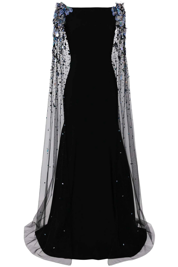 Bittersweet Beaded Cape Gown