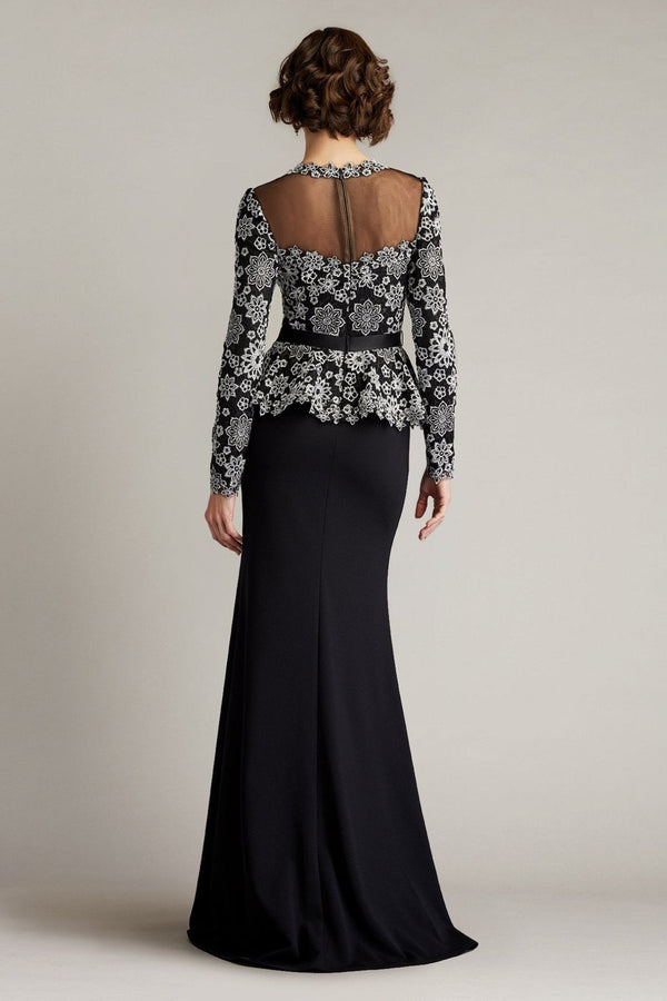 Lata Embroidered Belted Peplum Gown - ALBOUSHIYA - district 5 - dubai - riyadh - abaya - dresses - designers - evening wear - luxury - elegance - craftsmanship - gowns - cocktail dresses - collections - georges