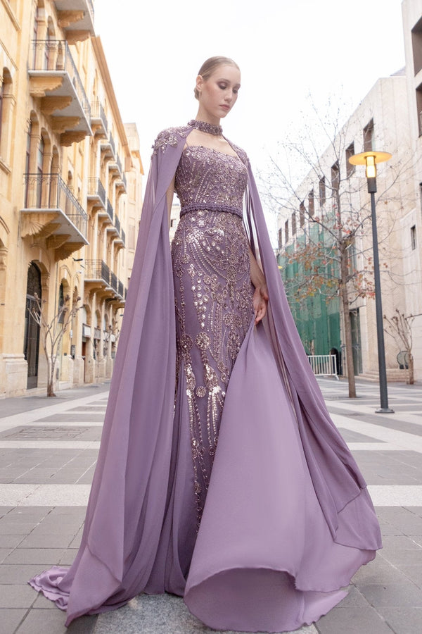 Lavender Opulence Gown - ALBOUSHIYA - district 5 - dubai - riyadh - abaya - dresses - designers - evening wear - luxury - elegance - craftsmanship - gowns - cocktail dresses - collections - georges