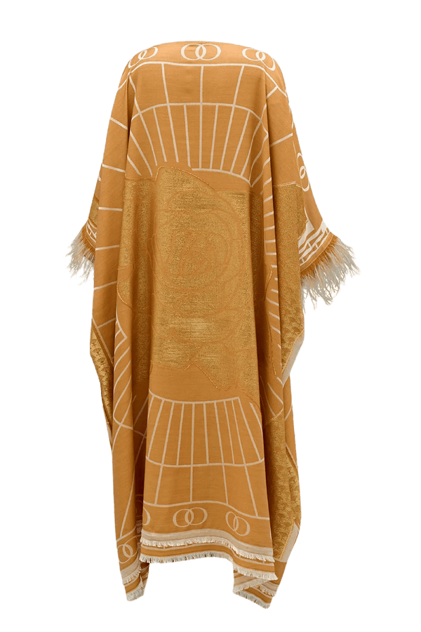 Leila Silk Jacquard Caftan in Gold - ALBOUSHIYA - district 5 - dubai - riyadh - abaya - dresses - designers - evening wear - luxury - elegance - craftsmanship - gowns - cocktail dresses - collections - georges