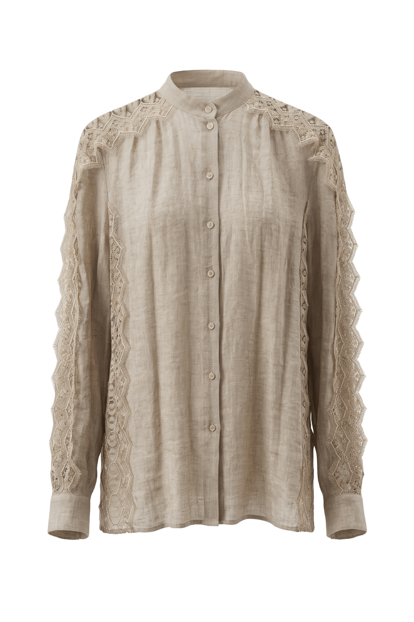 Linen & Lace Shirt - ALBOUSHIYA - district 5 - dubai - riyadh - abaya - dresses - designers - evening wear - luxury - elegance - craftsmanship - gowns - cocktail dresses - collections - georges