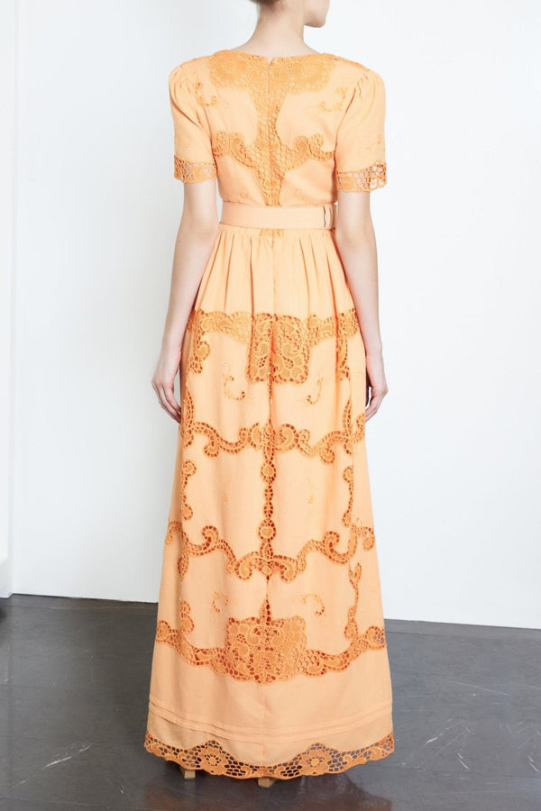 Loanna Cotton - Linen Lace Dress - ALBOUSHIYA - district 5 - dubai - riyadh - abaya - dresses - designers - evening wear - luxury - elegance - craftsmanship - gowns - cocktail dresses - collections - georges