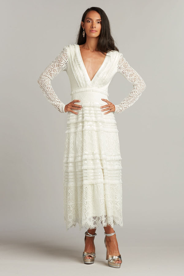 Long Sleeve Lace Dress - ALBOUSHIYA - district 5 - dubai - riyadh - abaya - dresses - designers - evening wear - luxury - elegance - craftsmanship - gowns - cocktail dresses - collections - georges