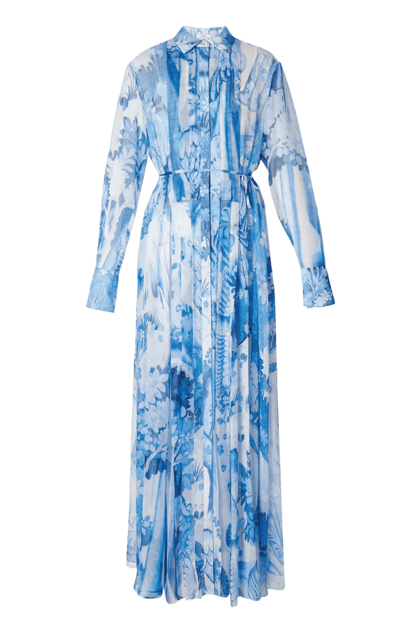 Long Sleeve Pleated Detail Gown - ALBOUSHIYA - district 5 - dubai - riyadh - abaya - dresses - designers - evening wear - luxury - elegance - craftsmanship - gowns - cocktail dresses - collections - georges