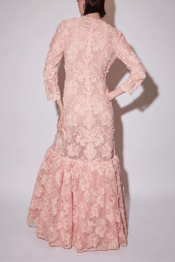 Lorelei Gown Pink Embroidered Tulle - ALBOUSHIYA - district 5 - dubai - riyadh - abaya - dresses - designers - evening wear - luxury - elegance - craftsmanship - gowns - cocktail dresses - collections - georges