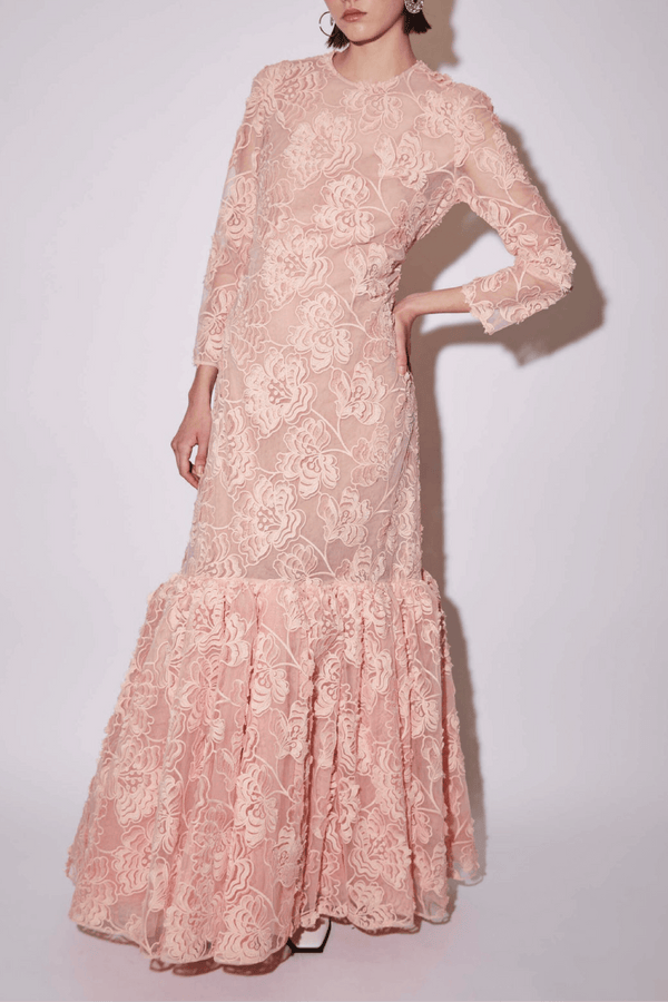 Lorelei Gown Pink Embroidered Tulle - ALBOUSHIYA - district 5 - dubai - riyadh - abaya - dresses - designers - evening wear - luxury - elegance - craftsmanship - gowns - cocktail dresses - collections - georges