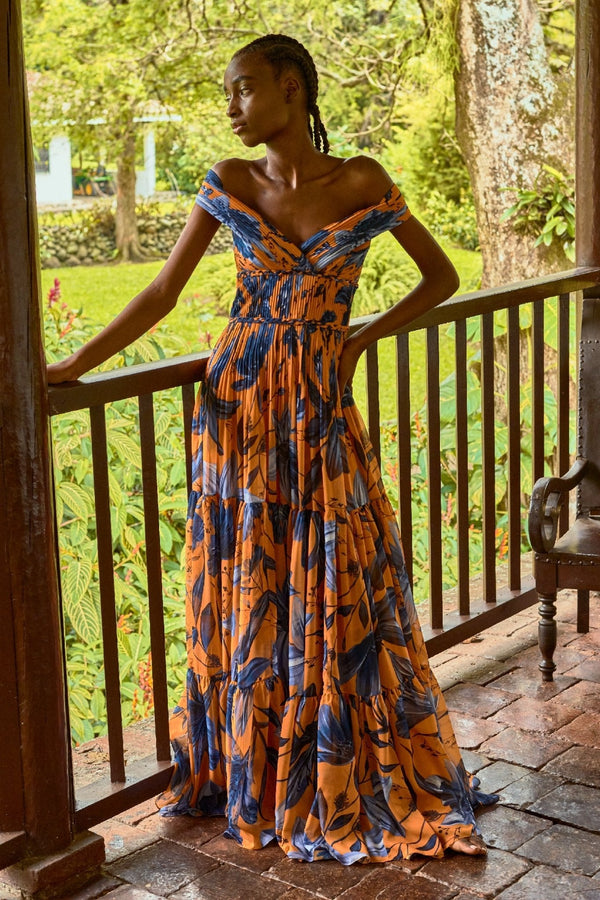 Magdalena Pleated Chiffon Maxi Dress - ALBOUSHIYA - district 5 - dubai - riyadh - abaya - dresses - designers - evening wear - luxury - elegance - craftsmanship - gowns - cocktail dresses - collections - georges