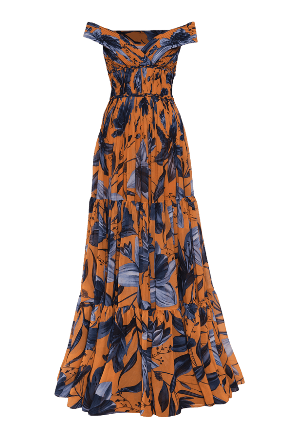 Magdalena Pleated Chiffon Maxi Dress - ALBOUSHIYA - district 5 - dubai - riyadh - abaya - dresses - designers - evening wear - luxury - elegance - craftsmanship - gowns - cocktail dresses - collections - georges