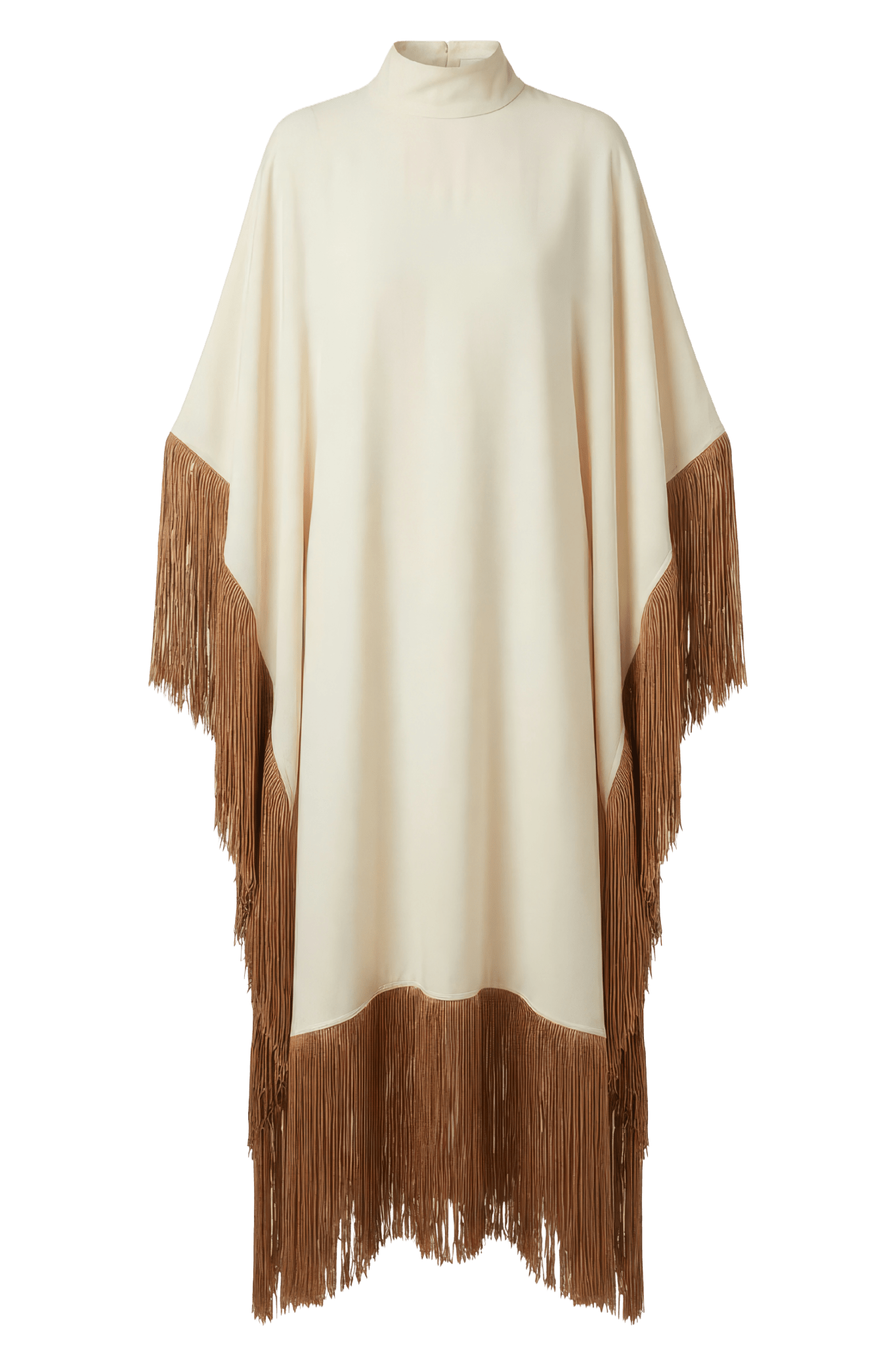 Maya Dress in Cream with Brown Tassels - ALBOUSHIYA - district 5 - dubai - riyadh - abaya - dresses - designers - evening wear - luxury - elegance - craftsmanship - gowns - cocktail dresses - collections - georges