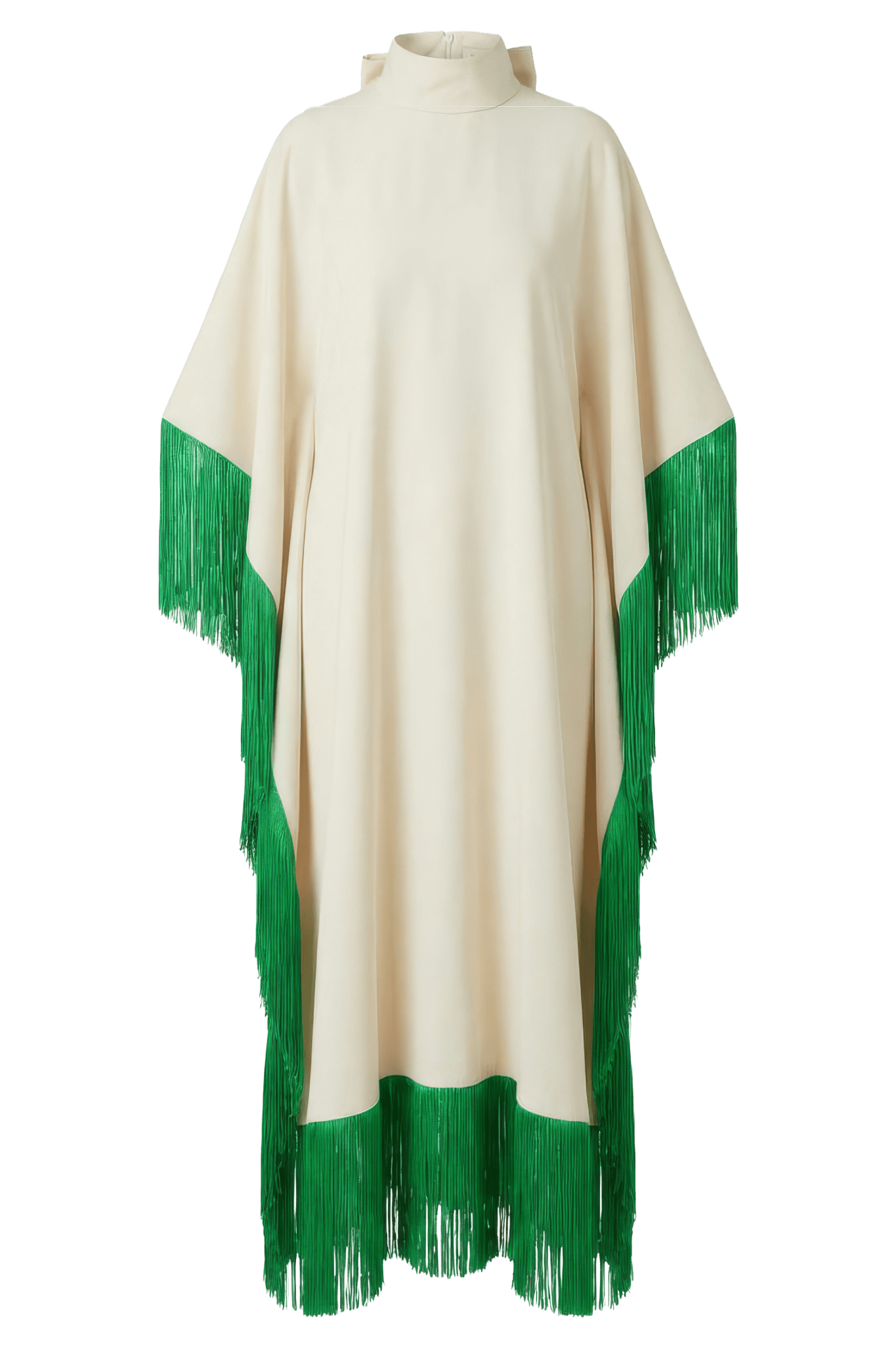 Maya Dress in Cream with Green Tassels - ALBOUSHIYA - district 5 - dubai - riyadh - abaya - dresses - designers - evening wear - luxury - elegance - craftsmanship - gowns - cocktail dresses - collections - georges