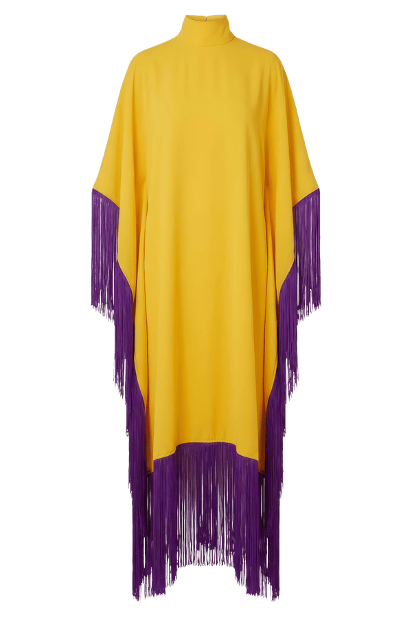 Maya Dress in Yellow with Purple Tassels - ALBOUSHIYA - district 5 - dubai - riyadh - abaya - dresses - designers - evening wear - luxury - elegance - craftsmanship - gowns - cocktail dresses - collections - georges