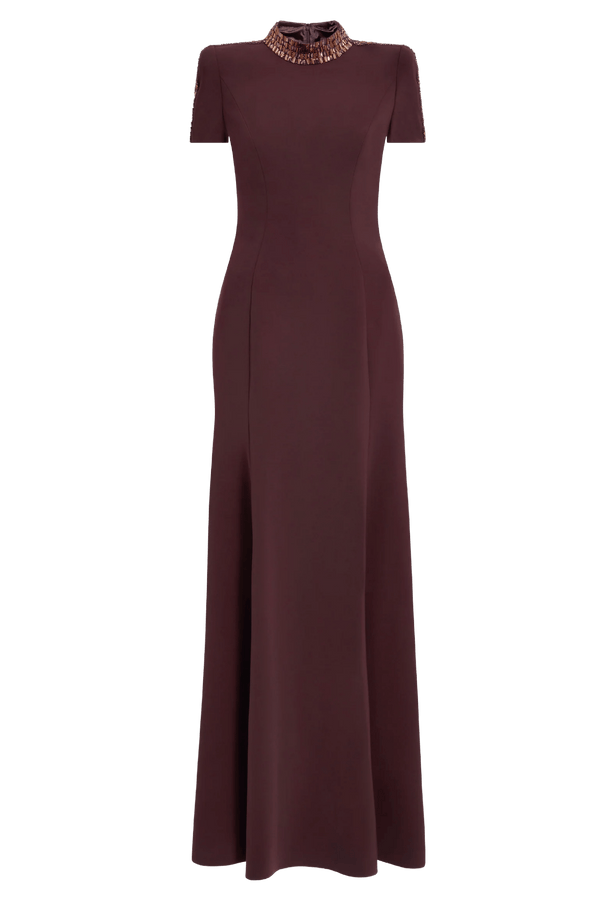 Mesa Crepe Gown - ALBOUSHIYA - district 5 - dubai - riyadh - abaya - dresses - designers - evening wear - luxury - elegance - craftsmanship - gowns - cocktail dresses - collections - georges
