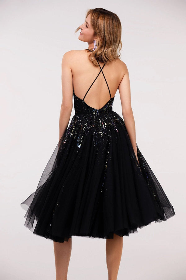 Midi Dress with Tulle Frill Detail - ALBOUSHIYA - district 5 - dubai - riyadh - abaya - dresses - designers - evening wear - luxury - elegance - craftsmanship - gowns - cocktail dresses - collections - georges