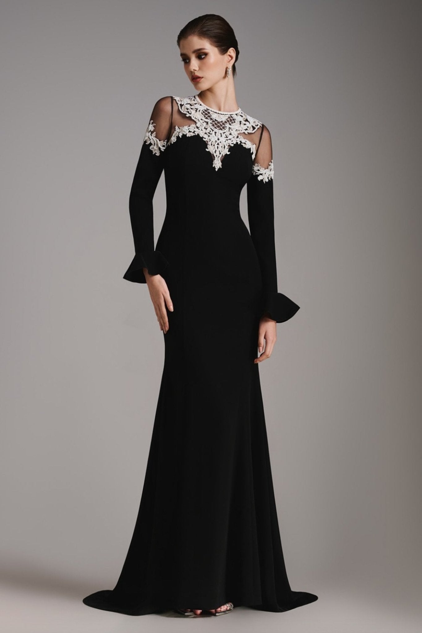 Midnight Elegance Gown - ALBOUSHIYA - district 5 - dubai - riyadh - abaya - dresses - designers - evening wear - luxury - elegance - craftsmanship - gowns - cocktail dresses - collections - georges