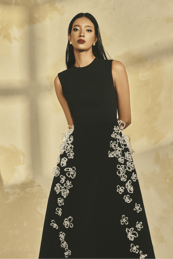 Midnight Garden Gown - ALBOUSHIYA - district 5 - dubai - riyadh - abaya - dresses - designers - evening wear - luxury - elegance - craftsmanship - gowns - cocktail dresses - collections - georges