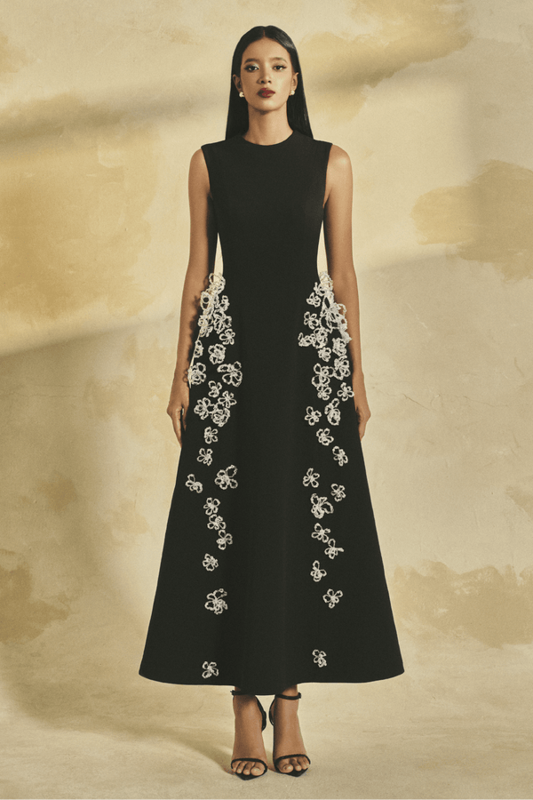 Midnight Garden Gown - ALBOUSHIYA - district 5 - dubai - riyadh - abaya - dresses - designers - evening wear - luxury - elegance - craftsmanship - gowns - cocktail dresses - collections - georges