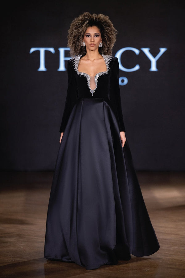 Midnight Radiance Gown - ALBOUSHIYA - district 5 - dubai - riyadh - abaya - dresses - designers - evening wear - luxury - elegance - craftsmanship - gowns - cocktail dresses - collections - georges
