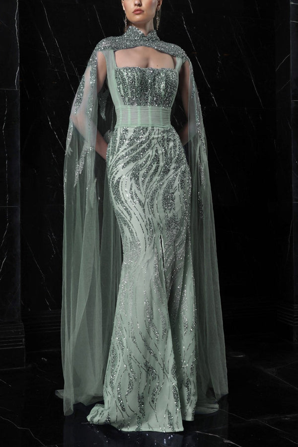 Mist Cape Gown - ALBOUSHIYA - district 5 - dubai - riyadh - abaya - dresses - designers - evening wear - luxury - elegance - craftsmanship - gowns - cocktail dresses - collections - georges