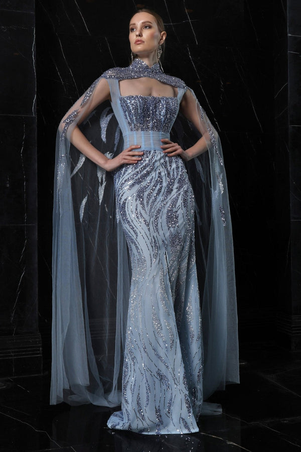 Mist Cape Gown - ALBOUSHIYA - district 5 - dubai - riyadh - abaya - dresses - designers - evening wear - luxury - elegance - craftsmanship - gowns - cocktail dresses - collections - georges