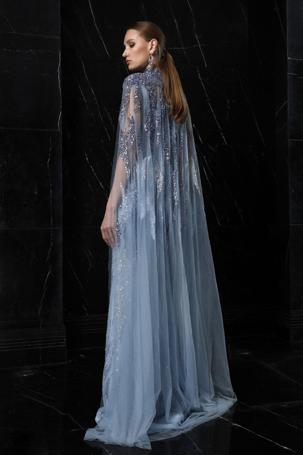 Mist Cape Gown - ALBOUSHIYA - district 5 - dubai - riyadh - abaya - dresses - designers - evening wear - luxury - elegance - craftsmanship - gowns - cocktail dresses - collections - georges