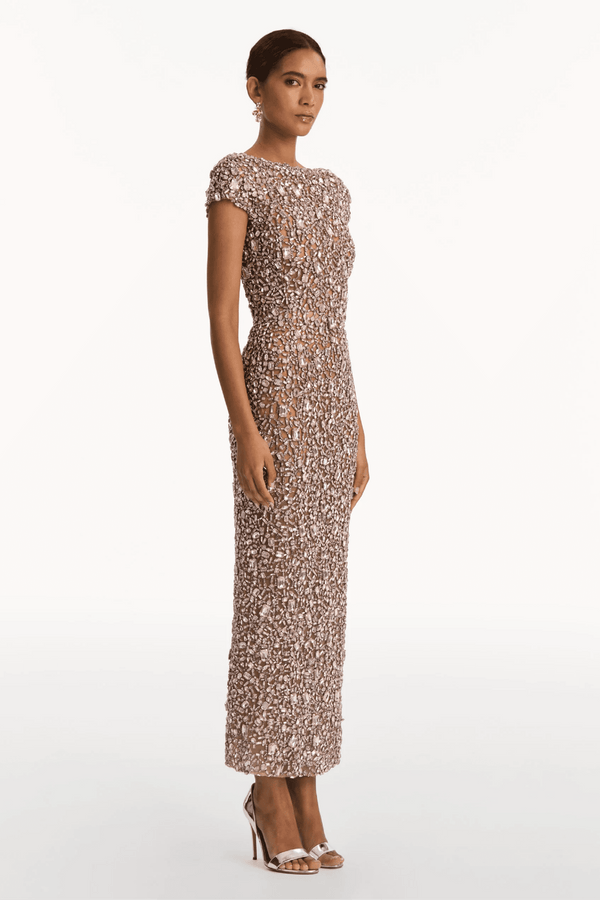 Mosaic Crystal Embroidered Gown - ALBOUSHIYA - district 5 - dubai - riyadh - abaya - dresses - designers - evening wear - luxury - elegance - craftsmanship - gowns - cocktail dresses - collections - georges