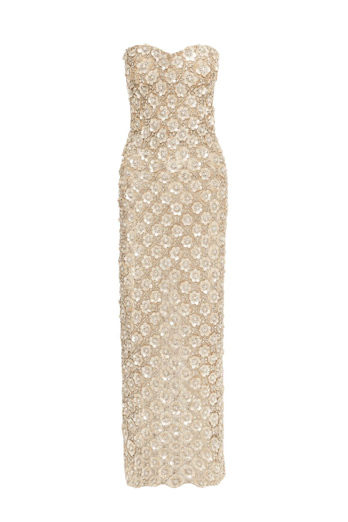 Mother of Pearl Embroidered Column Gown