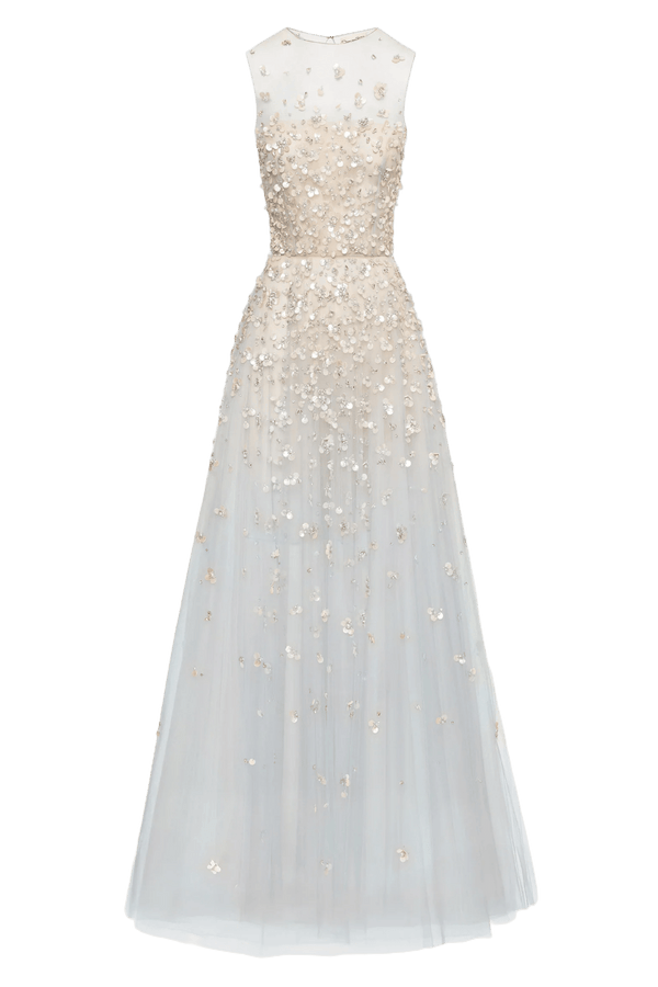 Mother of Pearl Embroidered Illusion Gown - ALBOUSHIYA - district 5 - dubai - riyadh - abaya - dresses - designers - evening wear - luxury - elegance - craftsmanship - gowns - cocktail dresses - collections - georges