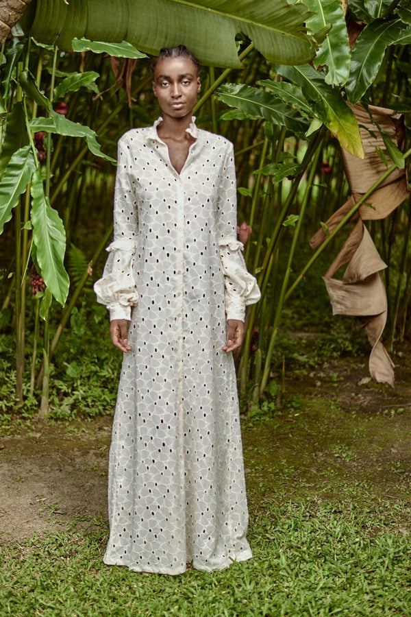 Mucura Cotton Maxi Dress - ALBOUSHIYA - district 5 - dubai - riyadh - abaya - dresses - designers - evening wear - luxury - elegance - craftsmanship - gowns - cocktail dresses - collections - georges