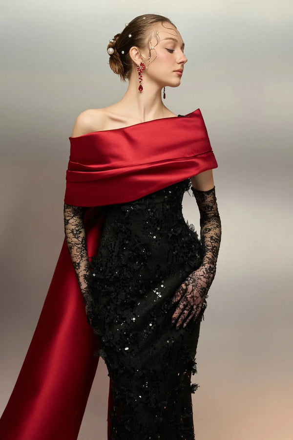 Narges Sequin & Lace Gown - ALBOUSHIYA - district 5 - dubai - riyadh - abaya - dresses - designers - evening wear - luxury - elegance - craftsmanship - gowns - cocktail dresses - collections - georges