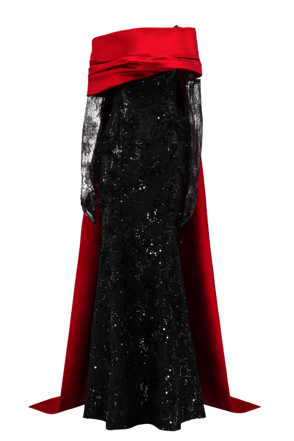 Narges Sequin & Lace Gown - ALBOUSHIYA - district 5 - dubai - riyadh - abaya - dresses - designers - evening wear - luxury - elegance - craftsmanship - gowns - cocktail dresses - collections - georges