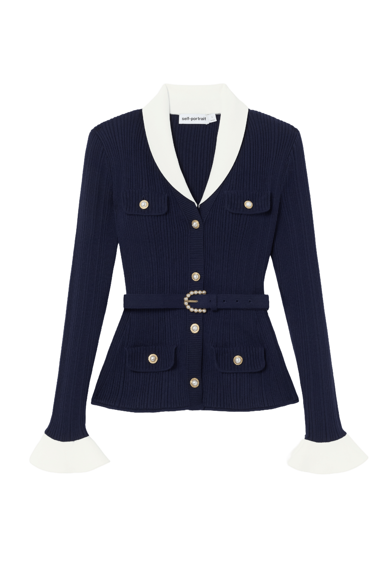 Navy Ribbed Knit Cardigan - ALBOUSHIYA - district 5 - dubai - riyadh - abaya - dresses - designers - evening wear - luxury - elegance - craftsmanship - gowns - cocktail dresses - collections - georges