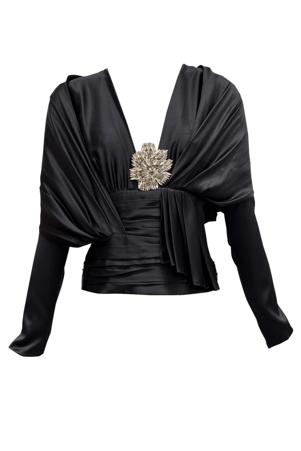 Nell Satin Blouse - ALBOUSHIYA - district 5 - dubai - riyadh - abaya - dresses - designers - evening wear - luxury - elegance - craftsmanship - gowns - cocktail dresses - collections - georges
