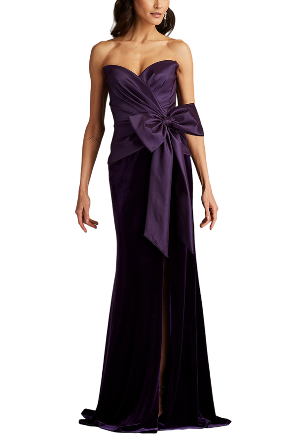 Nimue Strapless Draped Bow Gown