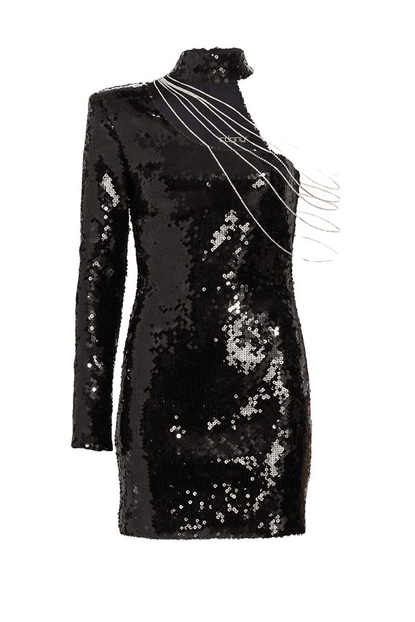 Niomi Asymmetric Sequin Dress - ALBOUSHIYA - district 5 - dubai - riyadh - abaya - dresses - designers - evening wear - luxury - elegance - craftsmanship - gowns - cocktail dresses - collections - georges