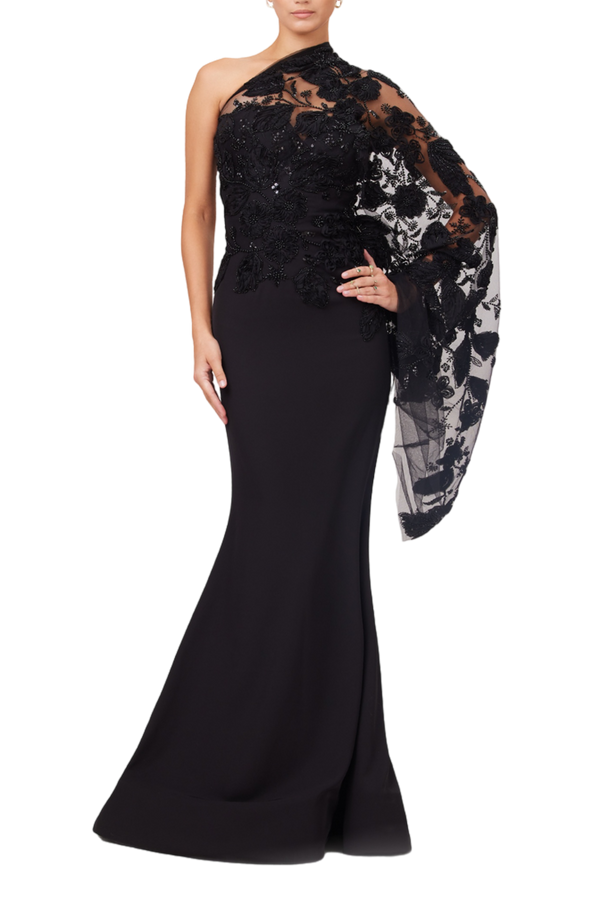 Midnight Elegance One-Shoulder Gown