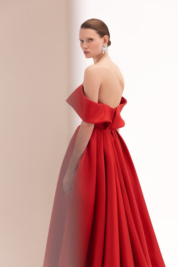 Off Shoulder Ball Gown - ALBOUSHIYA - district 5 - dubai - riyadh - abaya - dresses - designers - evening wear - luxury - elegance - craftsmanship - gowns - cocktail dresses - collections - georges