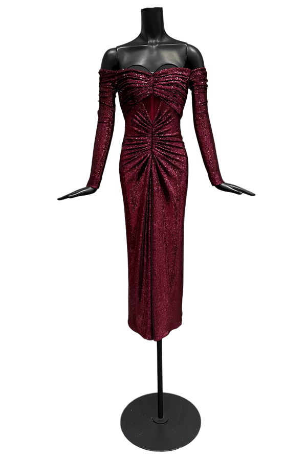 Off Shoulder Sequin Dress - ALBOUSHIYA - district 5 - dubai - riyadh - abaya - dresses - designers - evening wear - luxury - elegance - craftsmanship - gowns - cocktail dresses - collections - georges