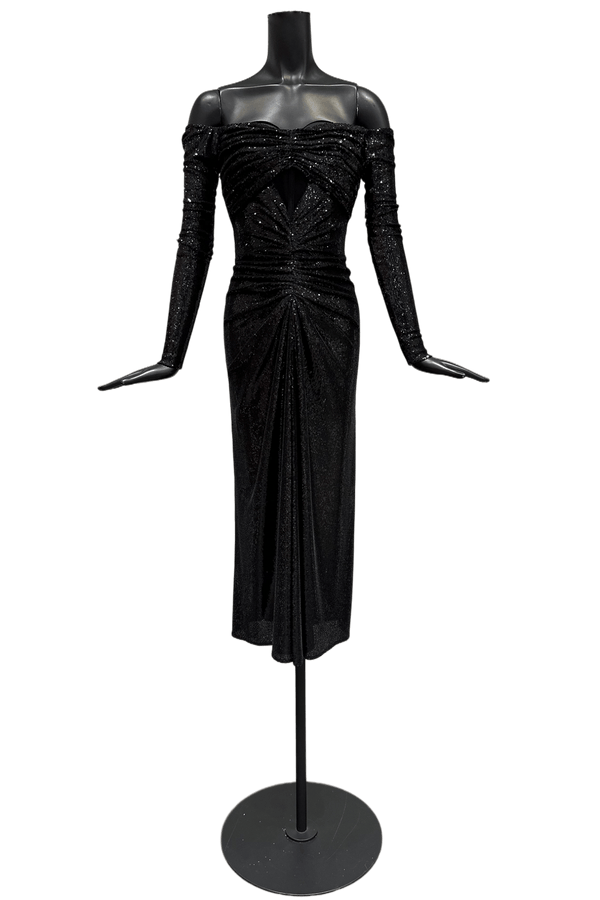 Off Shoulder Sequin Dress - ALBOUSHIYA - district 5 - dubai - riyadh - abaya - dresses - designers - evening wear - luxury - elegance - craftsmanship - gowns - cocktail dresses - collections - georges