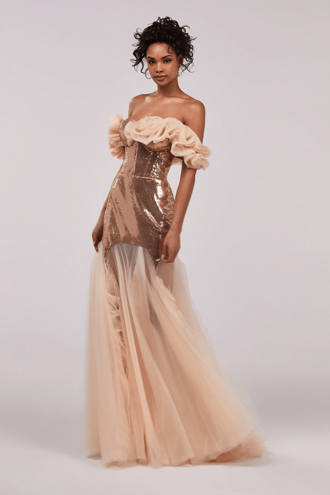 Off Shoulder Sequin Gown - ALBOUSHIYA - district 5 - dubai - riyadh - abaya - dresses - designers - evening wear - luxury - elegance - craftsmanship - gowns - cocktail dresses - collections - georges