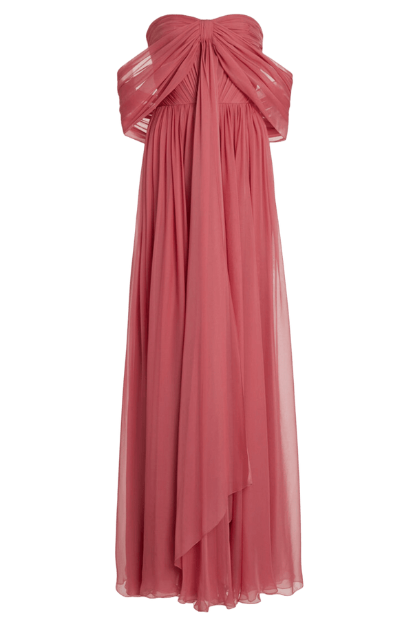 Off - The - Shoulder Silk Chiffon Maxi Dress - ALBOUSHIYA - district 5 - dubai - riyadh - abaya - dresses - designers - evening wear - luxury - elegance - craftsmanship - gowns - cocktail dresses - collections - georges