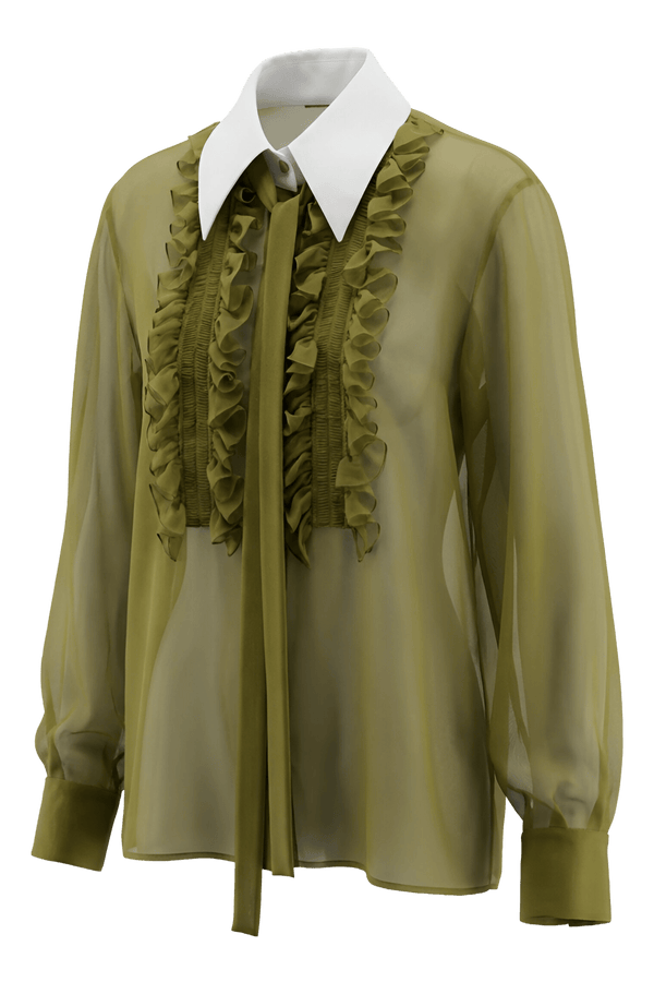 Organic Chiffon Blouse - ALBOUSHIYA - district 5 - dubai - riyadh - abaya - dresses - designers - evening wear - luxury - elegance - craftsmanship - gowns - cocktail dresses - collections - georges