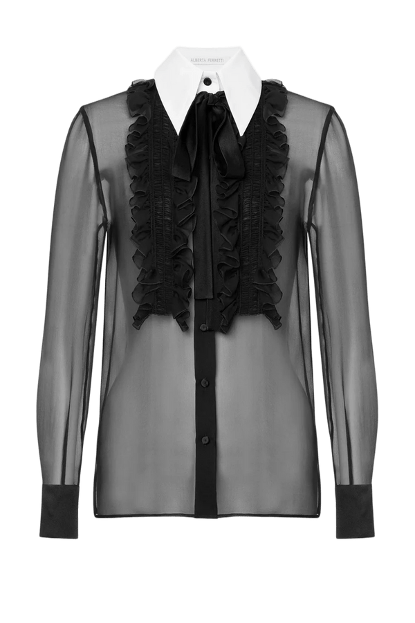 Organic Chiffon Blouse - ALBOUSHIYA - district 5 - dubai - riyadh - abaya - dresses - designers - evening wear - luxury - elegance - craftsmanship - gowns - cocktail dresses - collections - georges