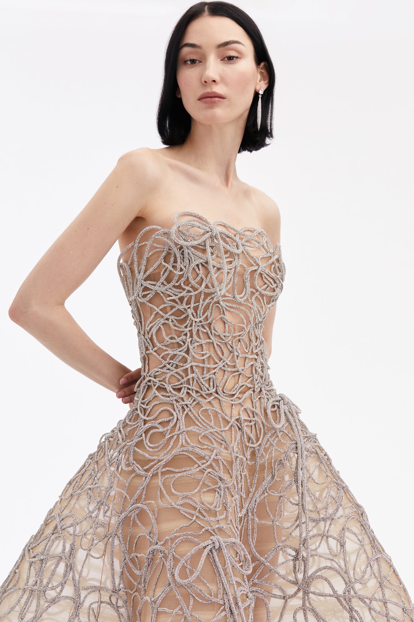 Strapless Crystal Corded Dress