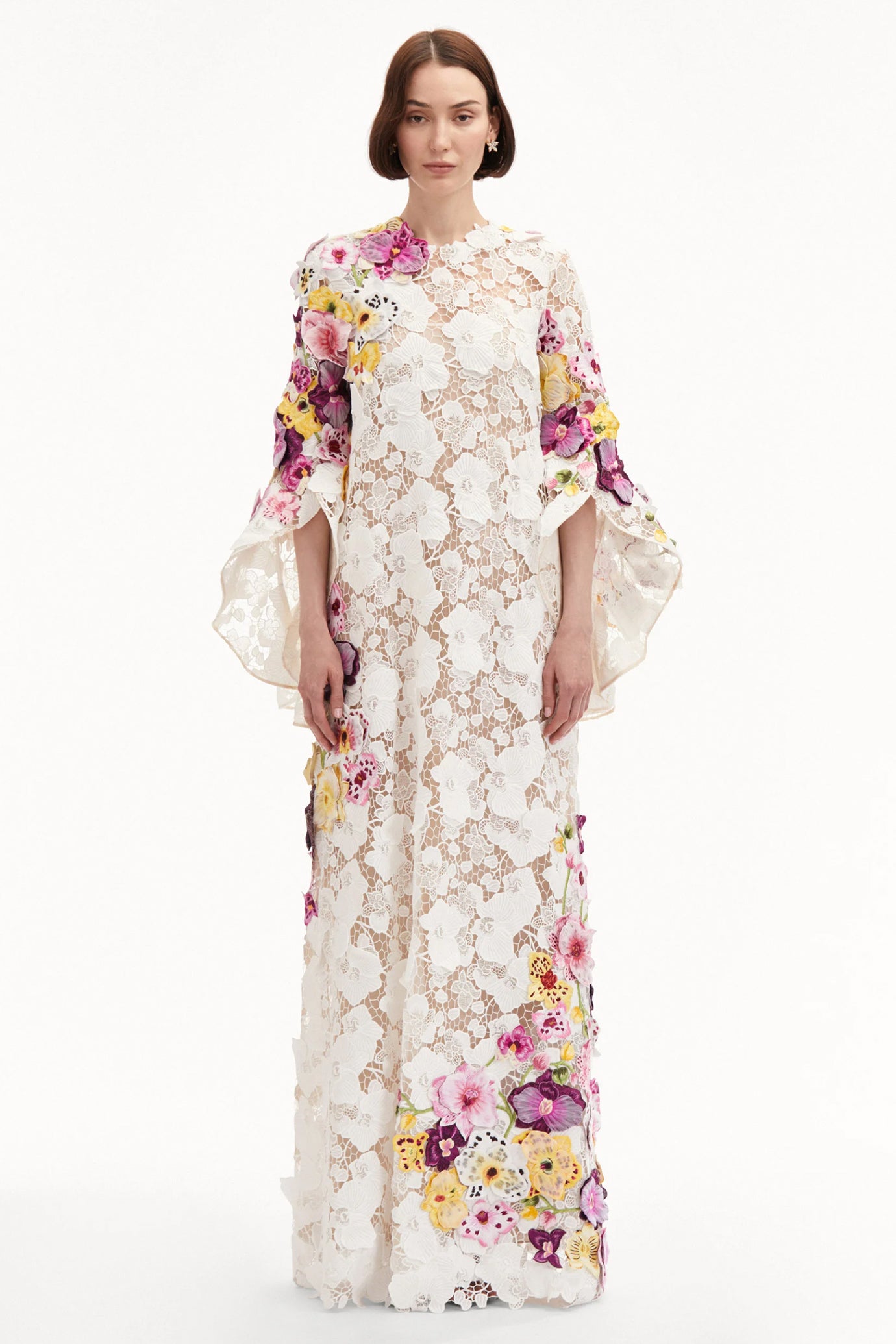 Orchid Embroidered Guipure Caftan