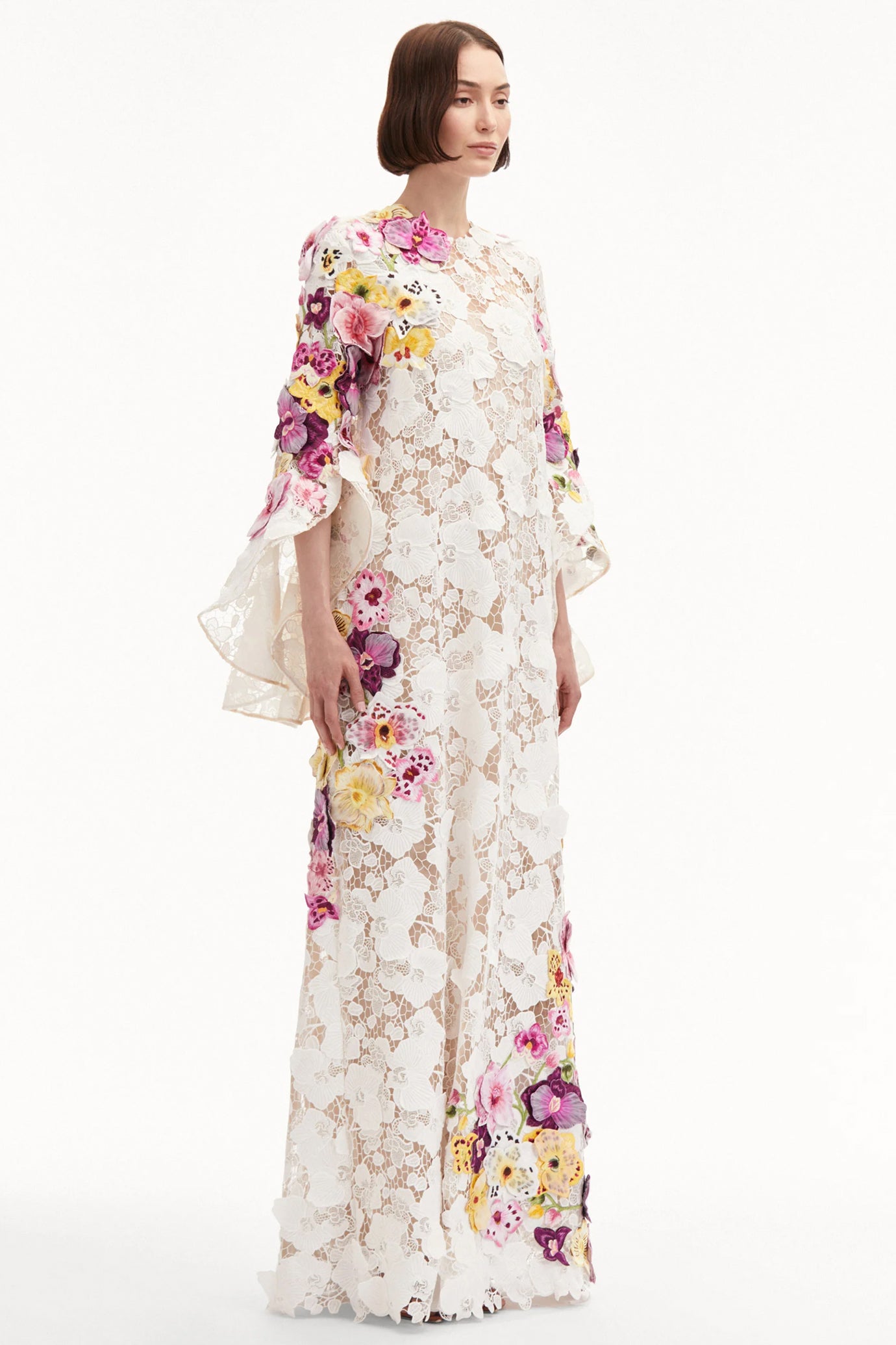 Orchid Embroidered Guipure Caftan