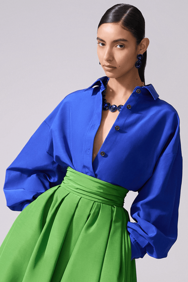 Oversized Tie - Front Shirt - ALBOUSHIYA - district 5 - dubai - riyadh - abaya - dresses - designers - evening wear - luxury - elegance - craftsmanship - gowns - cocktail dresses - collections - georges
