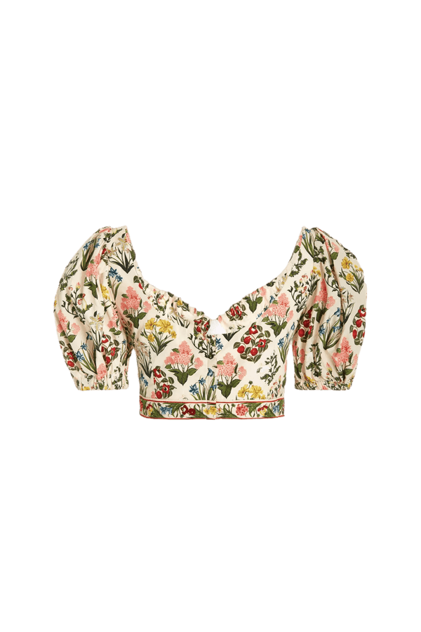 Palmarosa Floral Cotton Crop Top - ALBOUSHIYA - district 5 - dubai - riyadh - abaya - dresses - designers - evening wear - luxury - elegance - craftsmanship - gowns - cocktail dresses - collections - georges