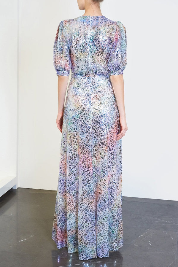 Pastel Sequin Maxi Dress - ALBOUSHIYA - district 5 - dubai - riyadh - abaya - dresses - designers - evening wear - luxury - elegance - craftsmanship - gowns - cocktail dresses - collections - georges