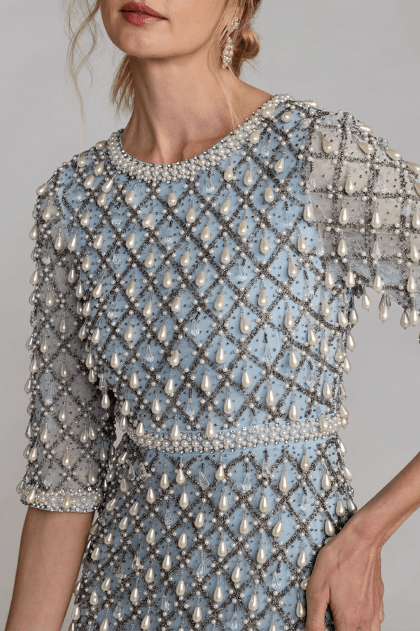 Pearl Embellished Gown - ALBOUSHIYA - district 5 - dubai - riyadh - abaya - dresses - designers - evening wear - luxury - elegance - craftsmanship - gowns - cocktail dresses - collections - georges