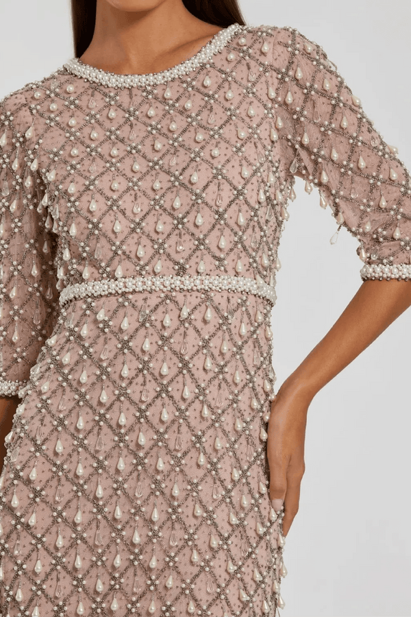 Pearl Embellished Gown - ALBOUSHIYA - district 5 - dubai - riyadh - abaya - dresses - designers - evening wear - luxury - elegance - craftsmanship - gowns - cocktail dresses - collections - georges